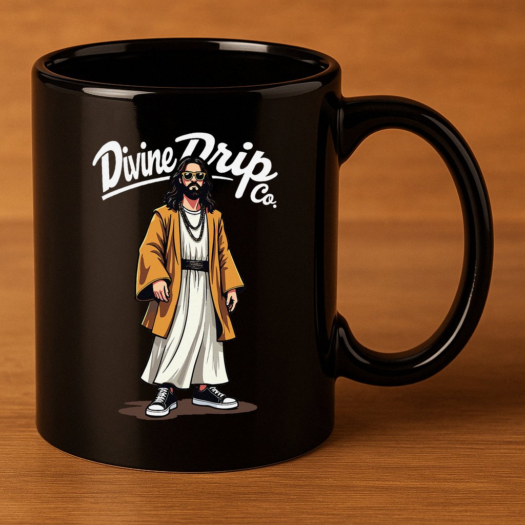 Divine Drip Gen Z Slang He Is Rizzen Funny Jesus Meme .Png 11oz C Handle Ceramic Mug
