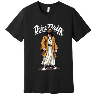 Divine Drip Gen Z Slang He Is Rizzen Funny Jesus Meme .Png Premium T-Shirt
