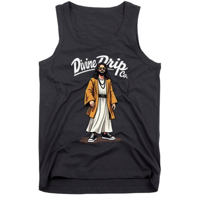 Divine Drip Gen Z Slang He Is Rizzen Funny Jesus Meme .Png Tank Top