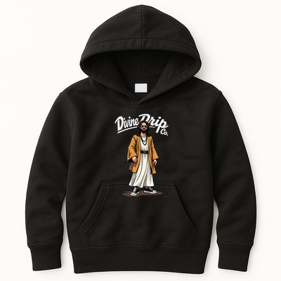 Divine Drip Gen Z Slang He Is Rizzen Funny Jesus Meme .Png Kids Hoodie