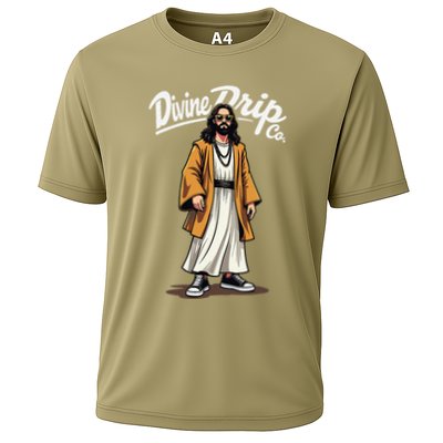 Divine Drip Gen Z Slang He Is Rizzen Funny Jesus Meme .Png Performance Shirt