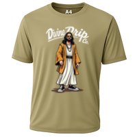 Divine Drip Gen Z Slang He Is Rizzen Funny Jesus Meme .Png Cooling Performance Crew T-Shirt
