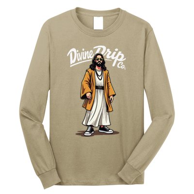 Divine Drip Gen Z Slang He Is Rizzen Funny Jesus Meme .Png Long Sleeve Shirt