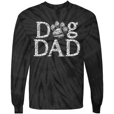 Dog Dad Graphic Father`s Day Dog Lover Tie-Dye Long Sleeve Shirt