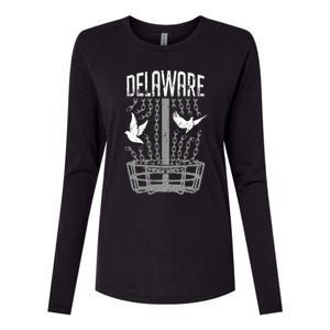 Delaware Disc Golf Player Breaking Chains Birdie Gift Womens Cotton Relaxed Long Sleeve T-Shirt