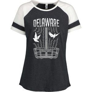 Delaware Disc Golf Player Breaking Chains Birdie Gift Enza Ladies Jersey Colorblock Tee