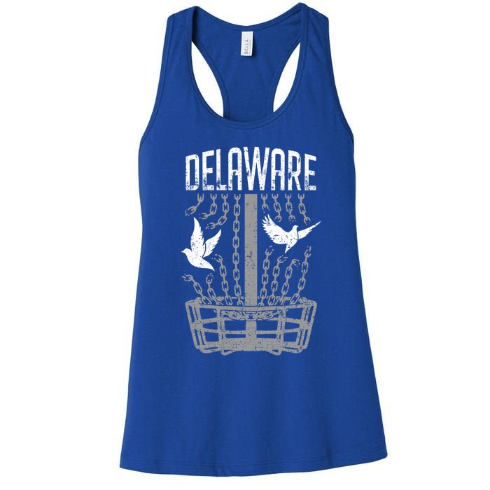 Delaware Disc Golf Player Breaking Chains Birdie Gift Women's Racerback Tank