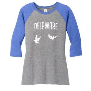 Delaware Disc Golf Player Breaking Chains Birdie Gift Women's Tri-Blend 3/4-Sleeve Raglan Shirt