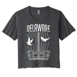 Delaware Disc Golf Player Breaking Chains Birdie Gift Women's Crop Top Tee