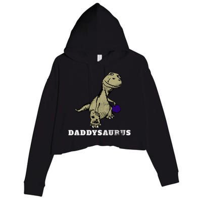 Dinosaur Daddysaurus Gift Crop Fleece Hoodie