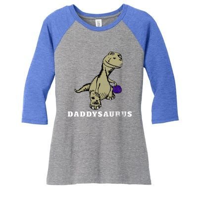 Dinosaur Daddysaurus Gift Women's Tri-Blend 3/4-Sleeve Raglan Shirt