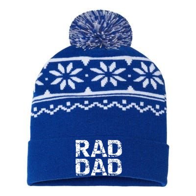 Distressed Dad Gift Retro FatherS Day Quote Vintage Rad Dad Gift USA-Made Snowflake Beanie