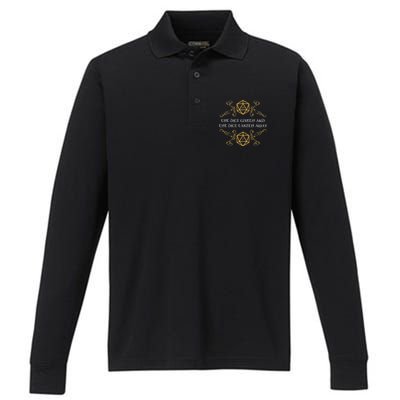 D20 Dice Giveth And Taketh Away Funny Nerdy Performance Long Sleeve Polo