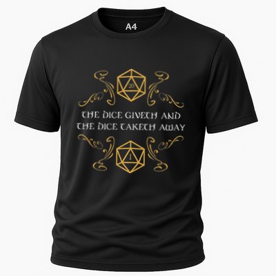 D20 Dice Giveth And Taketh Away Funny Nerdy Cooling Performance Crew T-Shirt