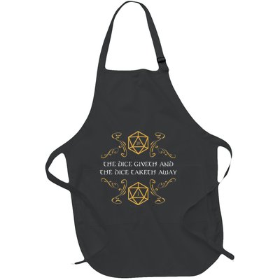 D20 Dice Giveth And Taketh Away Funny Nerdy Full-Length Apron With Pockets