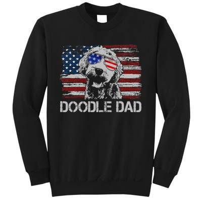 Doodle Dad Goldendoodle Dog American Flag 4th of July Sweatshirt