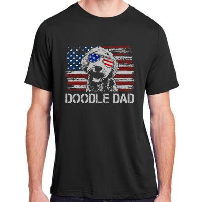 Doodle Dad Goldendoodle Dog American Flag 4th of July Adult ChromaSoft Performance T-Shirt