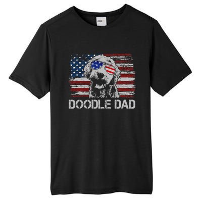 Doodle Dad Goldendoodle Dog American Flag 4th of July Tall Fusion ChromaSoft Performance T-Shirt