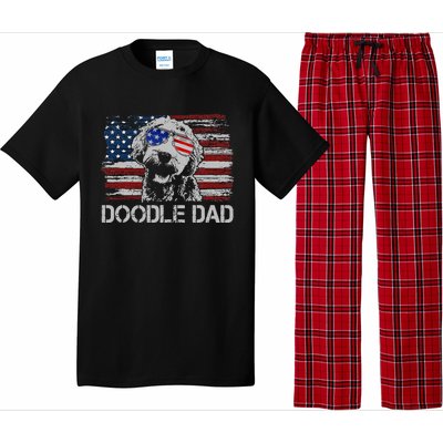 Doodle Dad Goldendoodle Dog American Flag 4th of July Pajama Set