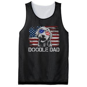 Doodle Dad Goldendoodle Dog American Flag 4th of July Mesh Reversible Basketball Jersey Tank