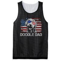 Doodle Dad Goldendoodle Dog American Flag 4th of July Mesh Reversible Basketball Jersey Tank