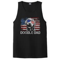 Doodle Dad Goldendoodle Dog American Flag 4th of July PosiCharge Competitor Tank