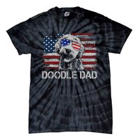 Doodle Dad Goldendoodle Dog American Flag 4th of July Tie-Dye T-Shirt