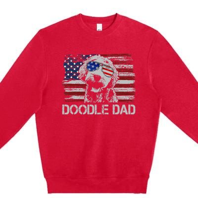 Doodle Dad Goldendoodle Dog American Flag 4th of July Premium Crewneck Sweatshirt