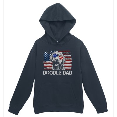 Doodle Dad Goldendoodle Dog American Flag 4th of July Urban Pullover Hoodie