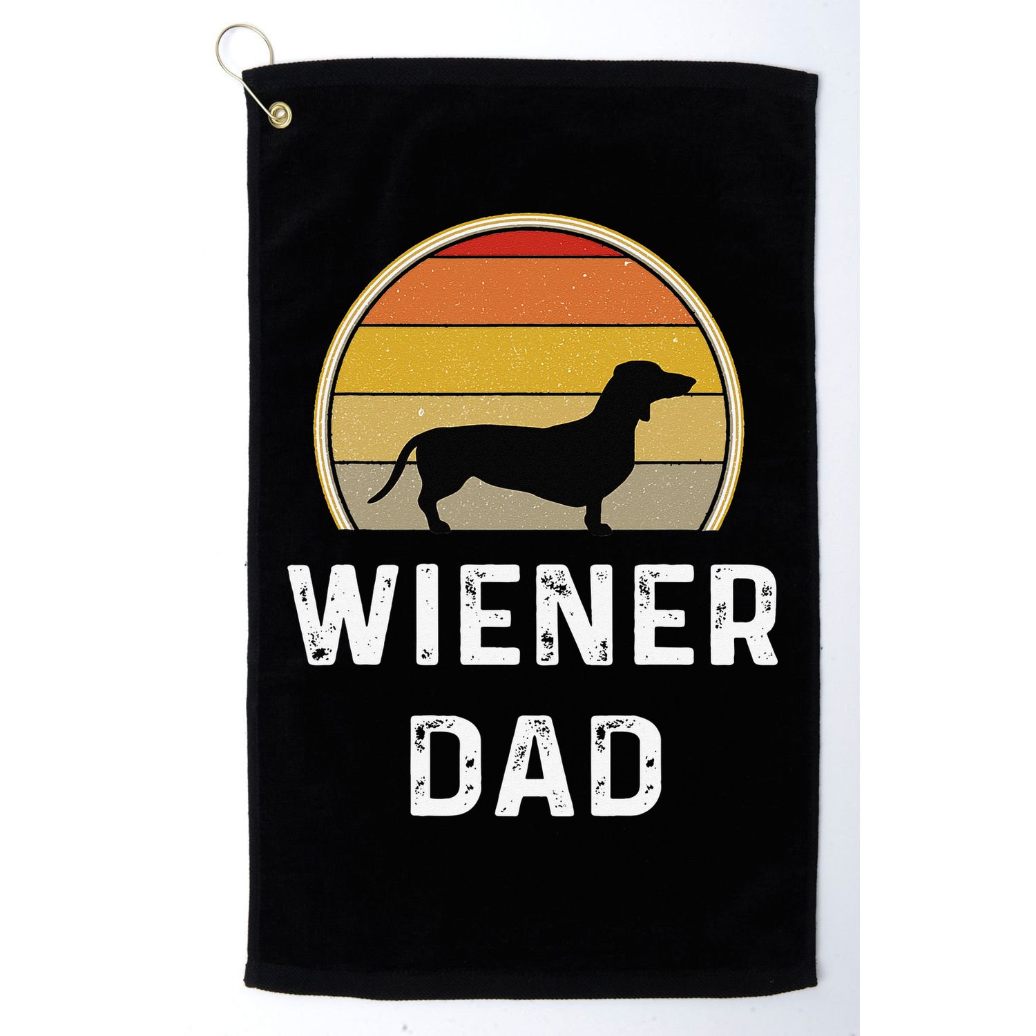 Dog Dad Gift Retro Vintage Dachshund Puppy Golf Towel