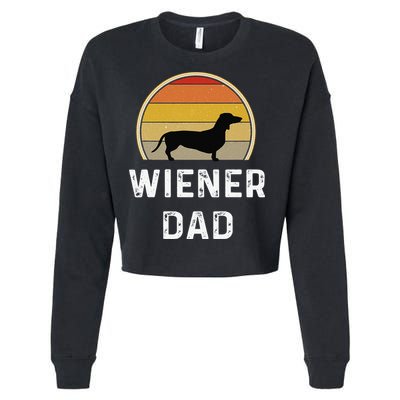 Dog Dad Gift Retro Vintage Dachshund Puppy Cropped Pullover Crew