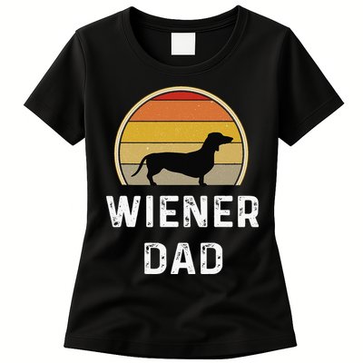 Dog Dad Gift Retro Vintage Dachshund Puppy Womens T-Shirt