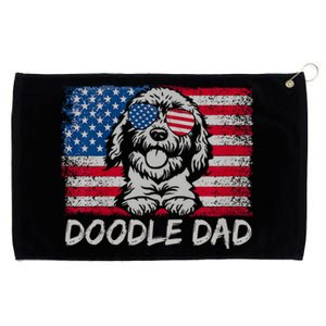 Doodle Dad Goldendoodle Dog American Flag 4th Of July Grommeted Golf Towel