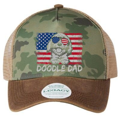Doodle Dad Goldendoodle Dog American Flag 4th Of July Legacy Tie Dye Trucker Hat