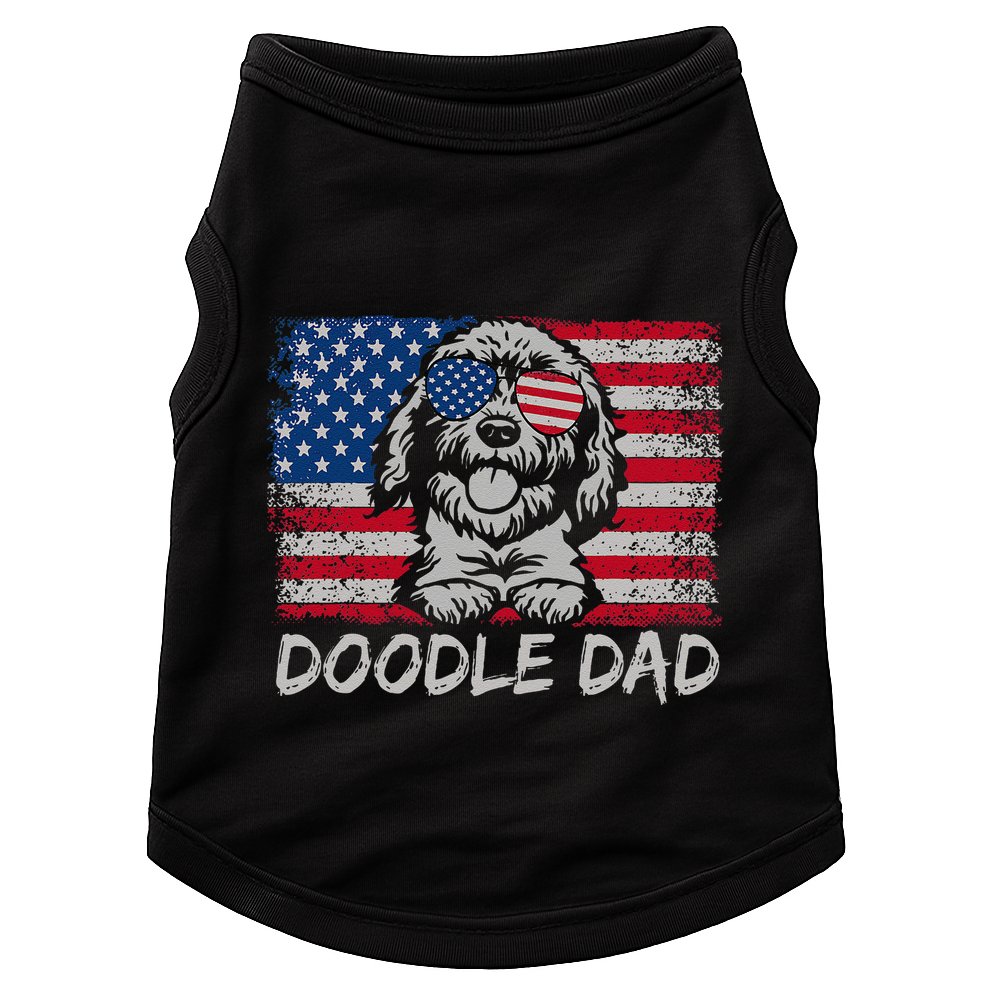 Doodle Dad Goldendoodle Dog American Flag 4th Of July Doggie Tank