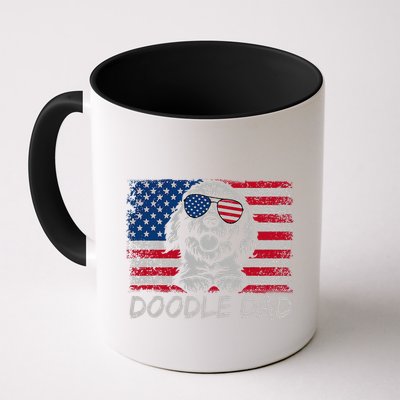 Doodle Dad Goldendoodle Dog American Flag 4th Of July Mug