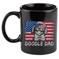 Doodle Dad Goldendoodle Dog American Flag 4th Of July 11oz C Handle Ceramic Mug