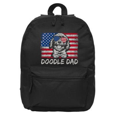 Doodle Dad Goldendoodle Dog American Flag 4th Of July 16 in Basic Backpack