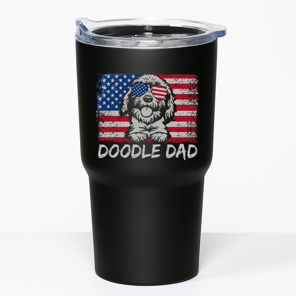 Doodle Dad Goldendoodle Dog American Flag 4th Of July Tumbler