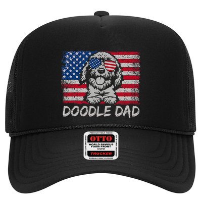Doodle Dad Goldendoodle Dog American Flag 4th Of July Trucker Hat