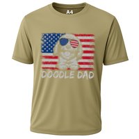 Doodle Dad Goldendoodle Dog American Flag 4th Of July Cooling Performance Crew T-Shirt