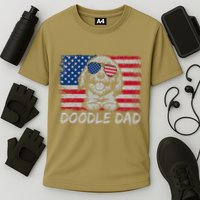 Doodle Dad Goldendoodle Dog American Flag 4th Of July Cooling Performance Crew T-Shirt