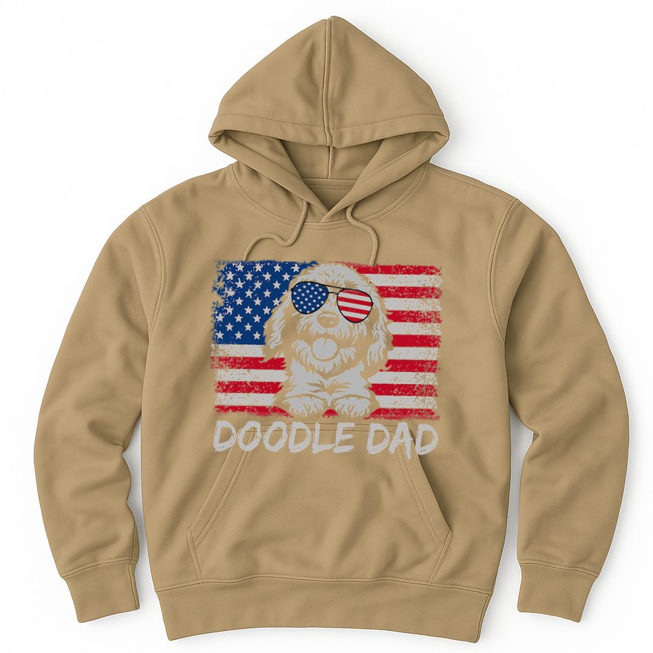 Doodle Dad Goldendoodle Dog American Flag 4th Of July Hoodie