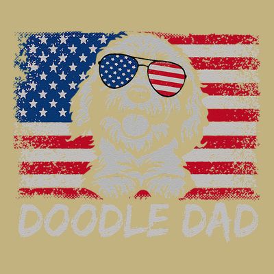 Doodle Dad Goldendoodle Dog American Flag 4th Of July T-Shirt