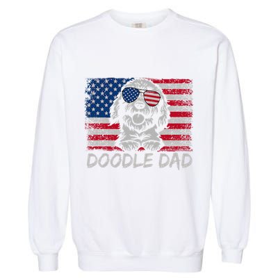 Doodle Dad Goldendoodle Dog American Flag 4th Of July Garment-Dyed Sweatshirt