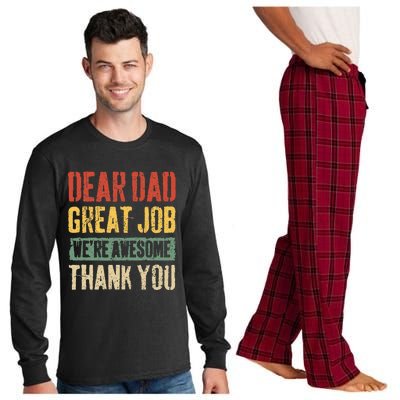 Dear Dad Great Job Were Awesome Thank You Father Long Sleeve Pajama Set