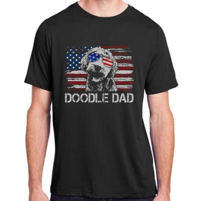 Doodle Dad Goldendoodle Dog American Flag 4th Of July Adult ChromaSoft Performance T-Shirt