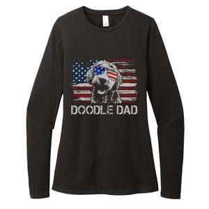 Doodle Dad Goldendoodle Dog American Flag 4th Of July Womens CVC Long Sleeve Shirt