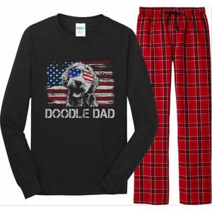 Doodle Dad Goldendoodle Dog American Flag 4th Of July Long Sleeve Pajama Set