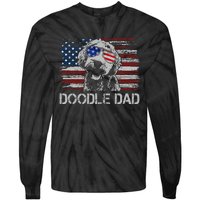 Doodle Dad Goldendoodle Dog American Flag 4th Of July Tie-Dye Long Sleeve Shirt